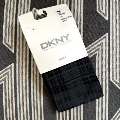 NEW DKNY Black and Gray Plaid Tights Size L